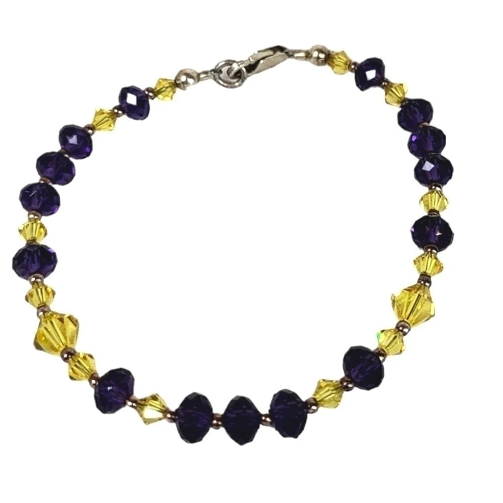 Sterling silver Purple Yellow Crystal Bracelet